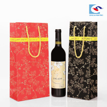 logotipo elegante fantasia impresso saco de papel de vinho com alça